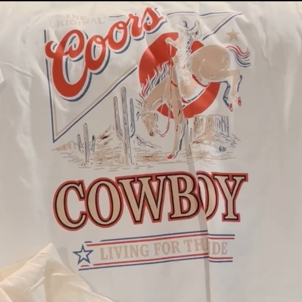 Coors Cowboy Graphic Tshirt‎ In White Unisex